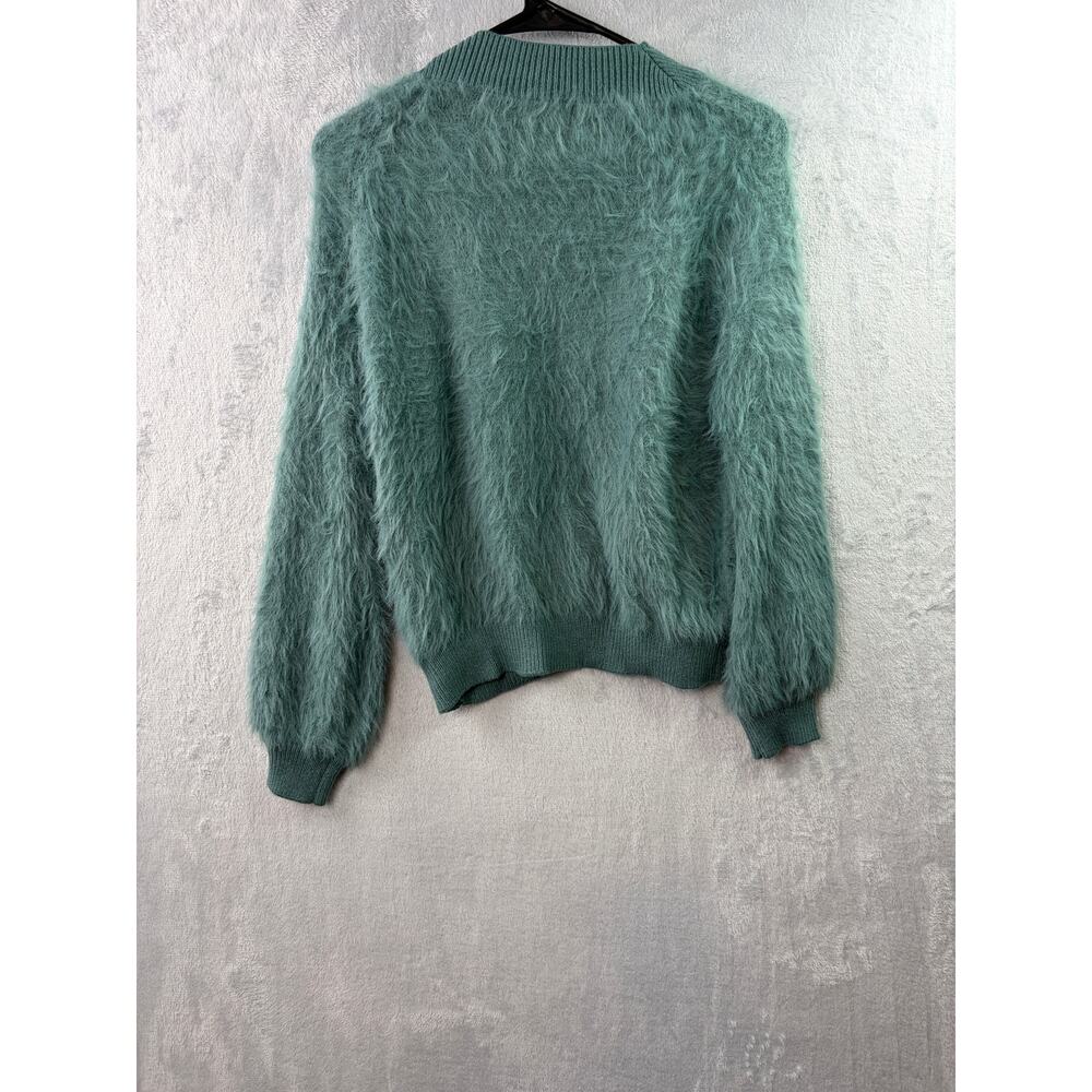 Urban Outfitters Sweet As A Peach Fuzzy Mock-Neck Sweater – Teal – Size S - Picture 6 of 9